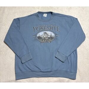 Prairie Mountain Yosemite National Park Pullover Sweatshirt Blue Mens XL VTG 90s